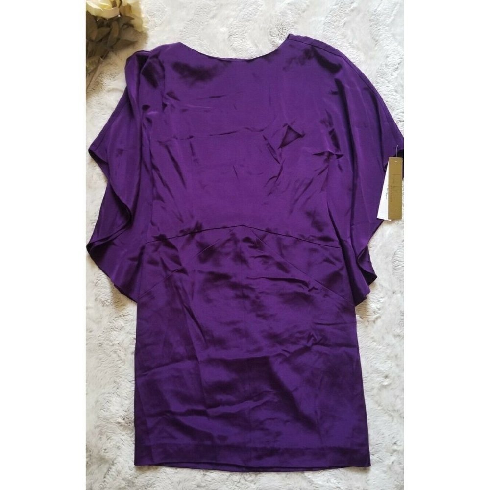 Nicole Miller Silk Purple Butterfly Sleeve Dress New‎ Size 0